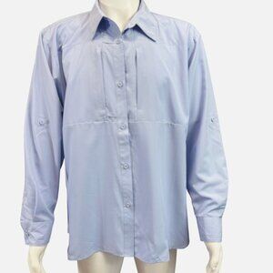 World Wide Sportsman Mens XXL Long Sleeve Fishing Shirt Light Blue UPF 30